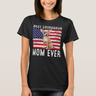 Camiseta Chihuahua Mamãe Eusa Bandeira Americana Chihuahua
