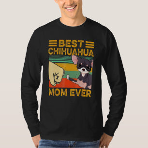 Camiseta Chihuahua Melhor Cachorro Mamãe Retro Sunset