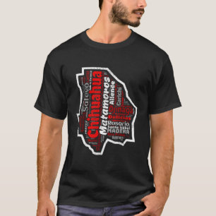 Camiseta Chihuahua México Mapa dos Municípios Estado do Méx