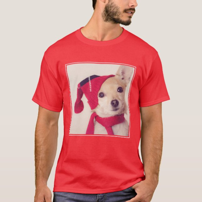 Camiseta Chihuahua no boné do inverno (Frente)