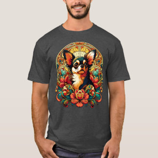 Camiseta Chihuahua no Estilo Floral de Art Nouveau