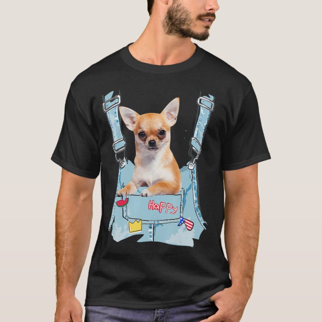 Camiseta Chihuahua no Pocket 2 Strap Francos para Homens (Frente)