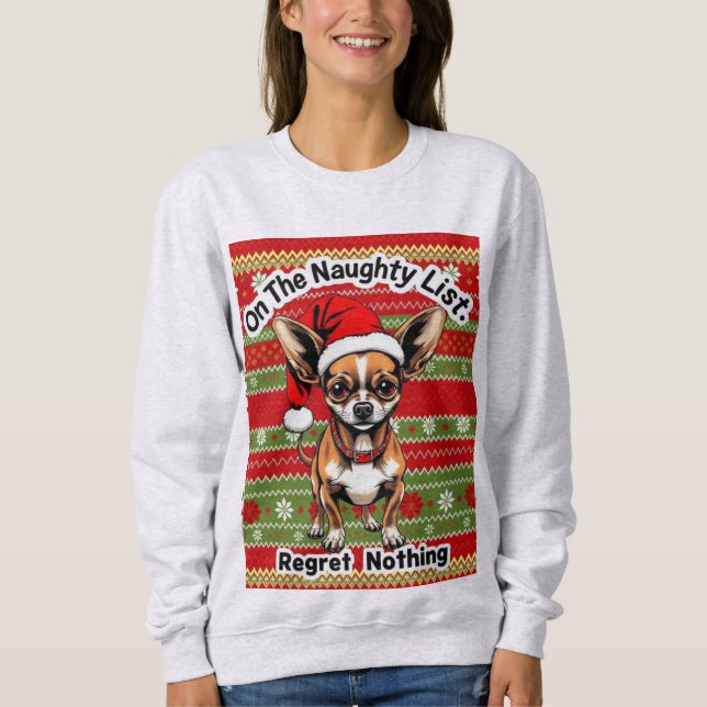 Camiseta Chihuahua On The Naughty List  (Frente)
