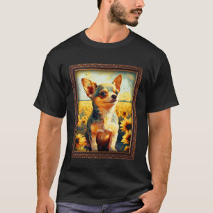 Camiseta Chihuahua pintando Flor de Girassol Mãe Flor