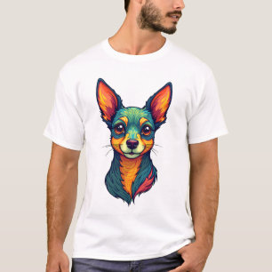 Camiseta Chihuahua  Pintura Abstrata  Cor  Cachorro Fofo (4