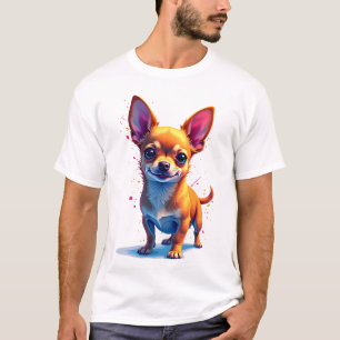 Camiseta Chihuahua  Pintura Abstrata  Cor  Cachorro Fofo Co