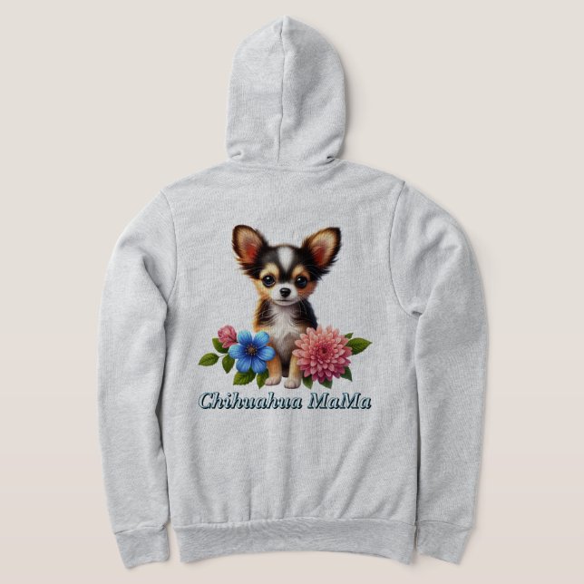 Camiseta Chihuahua Puppy com flores decorativas (Postura das costas)