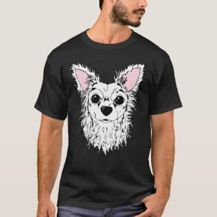 Camiseta Chihuahua Retrait Chewy de Cabelo Longo Branco