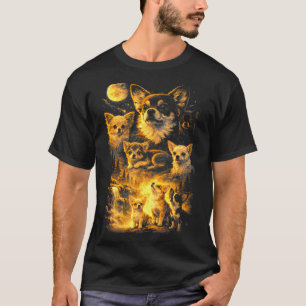 Camiseta Chihuahua retrô uivando para a lua meme 90s anima