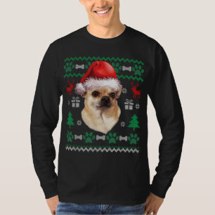 Camiseta Chihuahua Santa Hat Natal Feio Doce Pajama