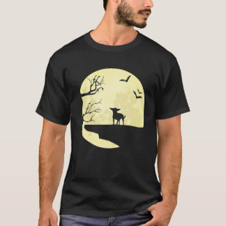 Camiseta Chihuahua Silhouette Em Bats De Cães De Lua Comple