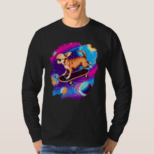 Camiseta Chihuahua Skate fazendo Outer Space Retro Vintage 