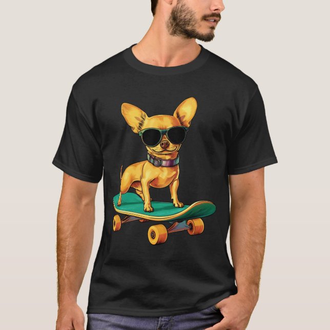 Camiseta Chihuahua Skateboard Long Sleeve (Frente)