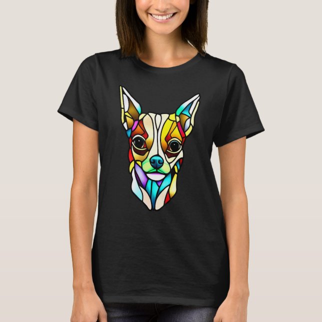 Camiseta Chihuahua - Stained Glass Pop Art_3 (Frente)