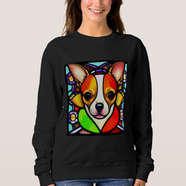 Camiseta Chihuahua - Stained Glass Pop Art_4 (Frente)