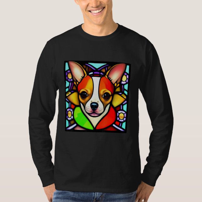 Camiseta Chihuahua - Stained Glass Pop Art_4 (Frente)
