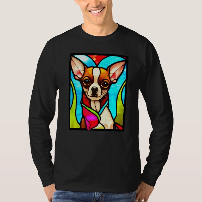 Camiseta Chihuahua - Stained Glass Pop Art Premium_3 (Frente)