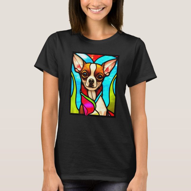 Camiseta Chihuahua - Stained Glass Pop Art Premium_3 (Frente)
