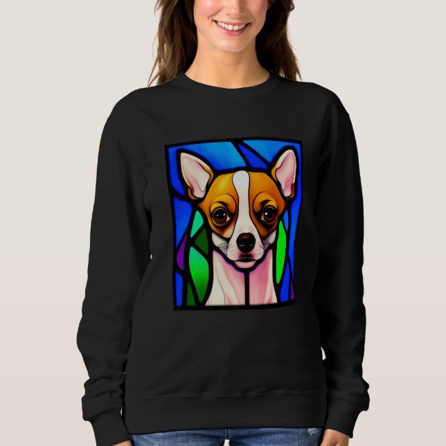 Camiseta Chihuahua - Stained Glass Pop Art Premium_5 (Frente)