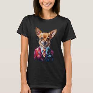 Camiseta Chihuahua Suit Dog Colorir Impressão de Arte Anima