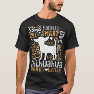 Camiseta Chihuahua Typografia Palavra Arte Engraçada Cachor