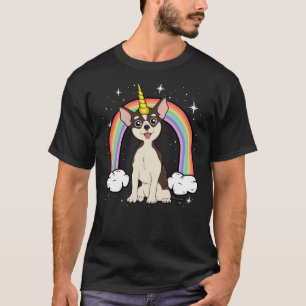 Camiseta Chihuahua Unicorn Cachorro Arco Arco-Íris Galáxias