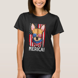 Camiseta Chihuahua Usa Roupa de Cachorro Patriótico, Bandei