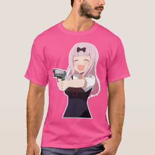 Camiseta Chika Fujiwara Possui Uma Garota Com Uma Arma