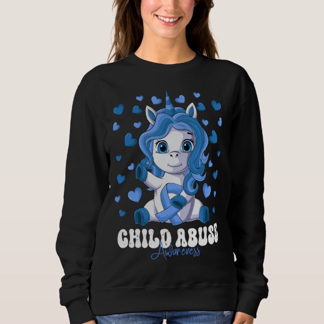 Camiseta Child Abuse Awareness Month Blue Ribbon Unicorn (Frente)