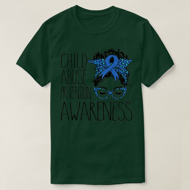 Camiseta Child Abuse Prevention awareness messy hair bun    (Frente do Design)