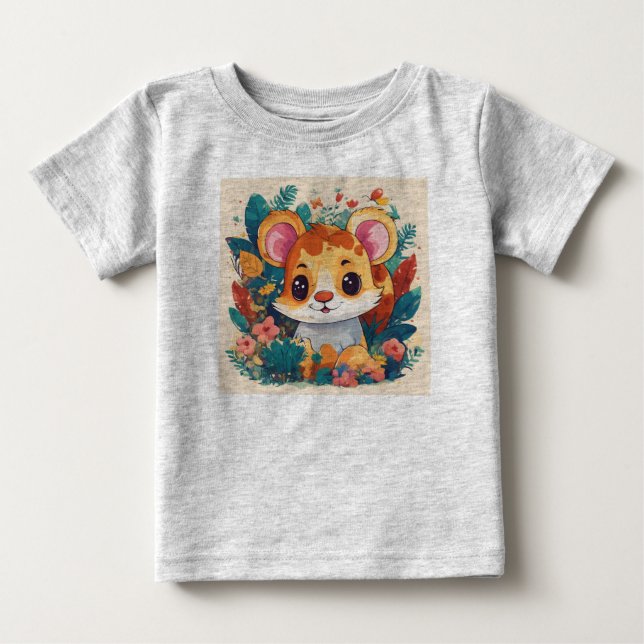 Camiseta Children's playful animal project t-shirt, vector. (Frente)
