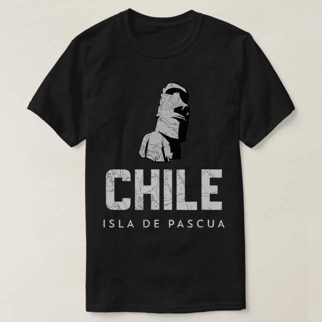 Camiseta Chile Easter Island Isla de Pascua Moai Stone Head (Frente do Design)