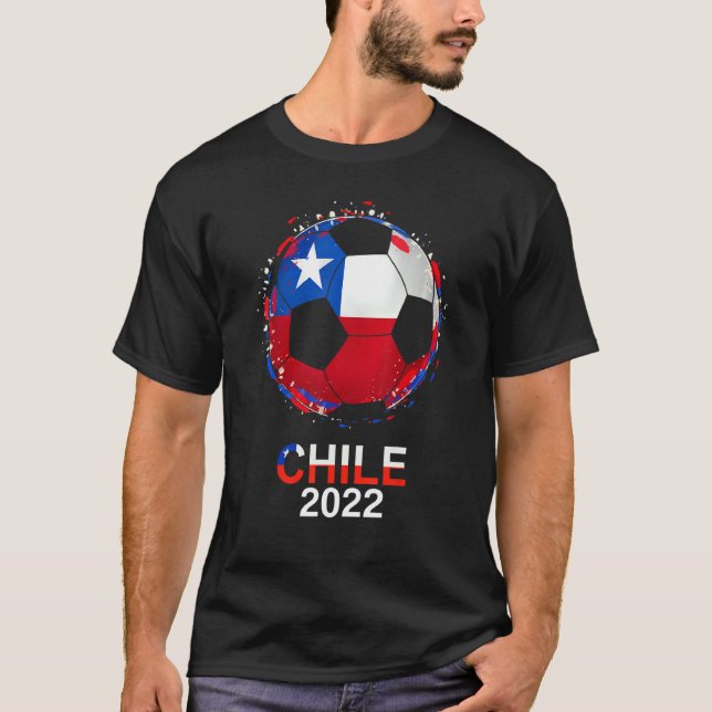 Camiseta Chile Flag 2022 Apoio à Equipe Chilena de Futebol  (Frente)