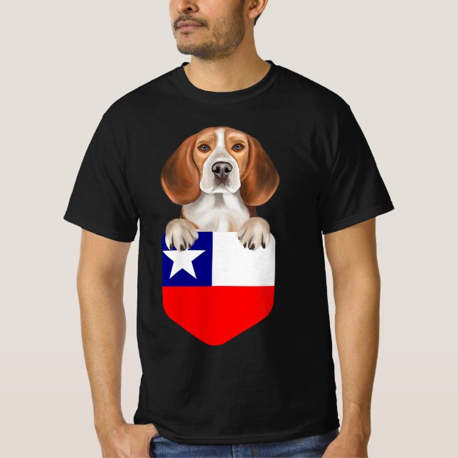 Camiseta Chile Flag Beagle Dog In Pocket T-Shirt|Halloween (Frente)