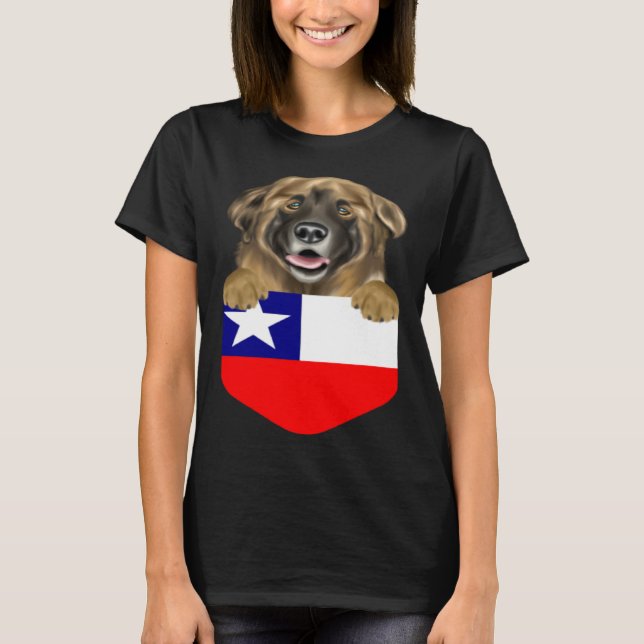 Camiseta Chile Flag Leonberger Dog In Pocket (Frente)