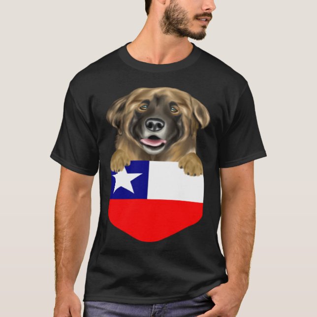 Camiseta Chile Flag Leonberger Dog In Pocket (Frente)
