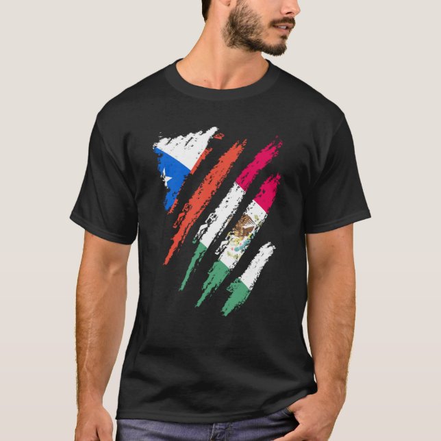 Camiseta Chile Flag Mexico Grown Patriot Country Stripes (Frente)
