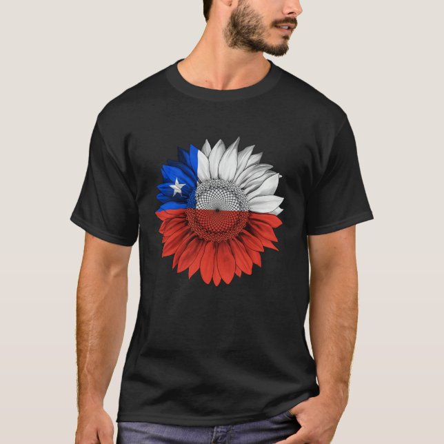 Camiseta Chile Flag Sunflower Chilean Roots Proud Patriotic (Frente)