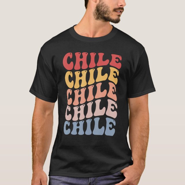 Camiseta Chile Groovy Retro Chilean (Frente)