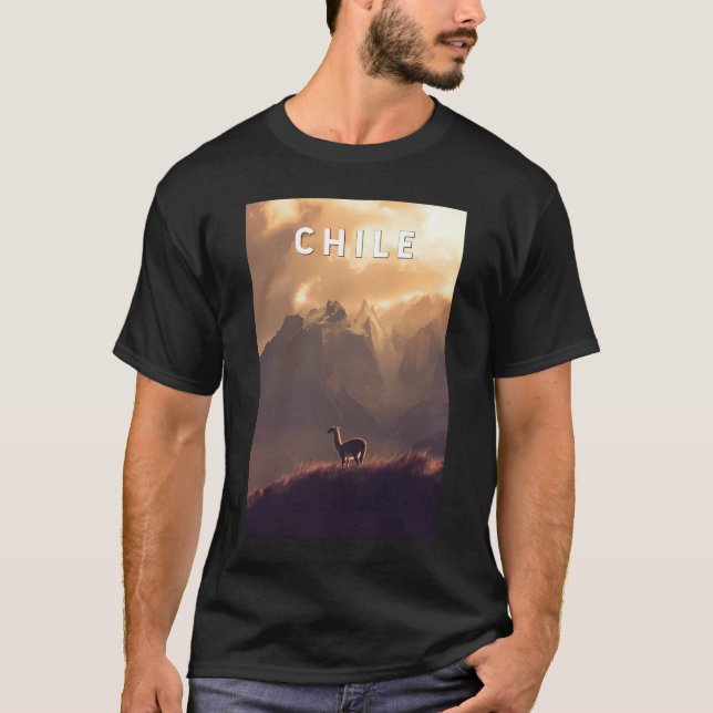 Camiseta Chile Illustration Travel Art Vintage (Frente)