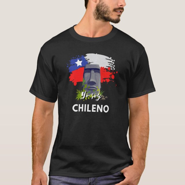 Camiseta Chile Moai Herança Hispânica Mês Yo Soy Chileno (Frente)