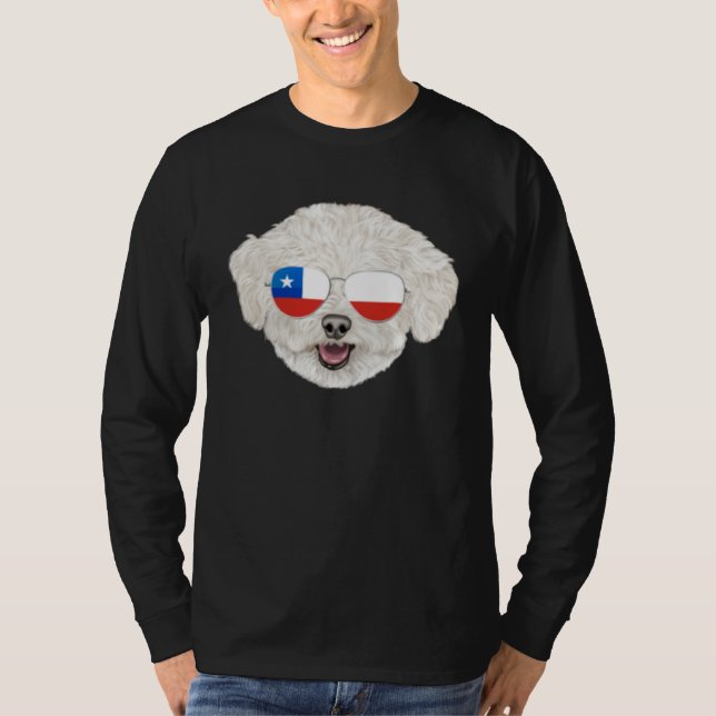 Camiseta Chilean Flag Bichons Frise Dog Chile Pocket (Frente)