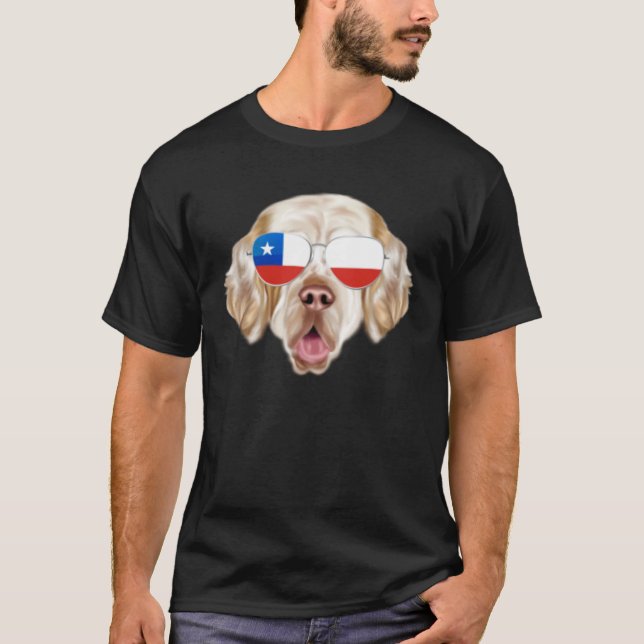 Camiseta Chilean Flag Clumber Spaniel Dog Chile Pocket (Frente)