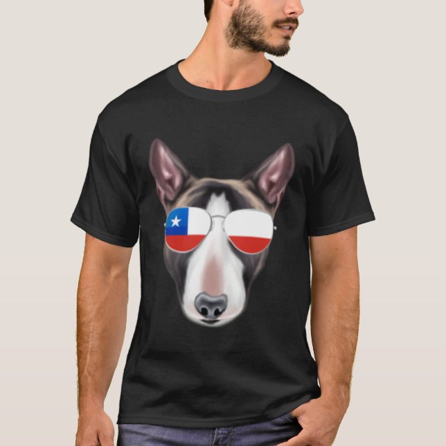 Camiseta Chilean Flag Miniature Bull Terrier Dog Chile Pock (Frente)