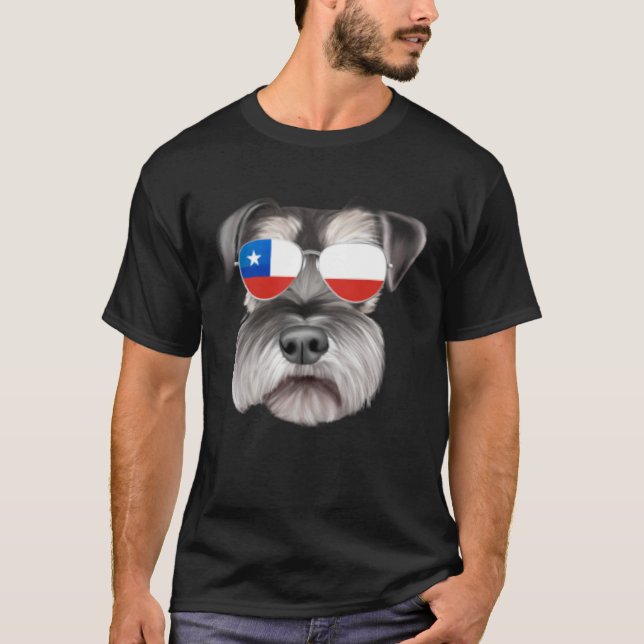 Camiseta Chilean Flag Miniature Schnauzer Dog Chile Pocket (Frente)