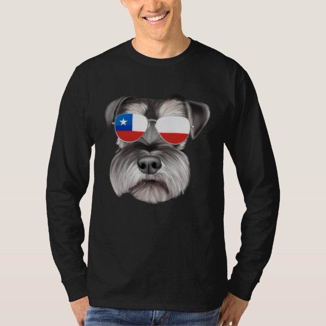 Camiseta Chilean Flag Miniature Schnauzer Dog Chile Pocket (Frente)