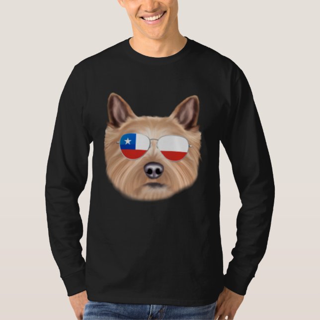 Camiseta Chilean Flag Norwich Terrier Dog Chile Pocket (Frente)