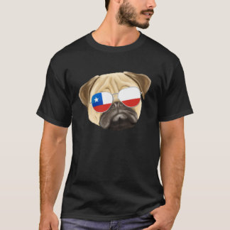 Camiseta Chilean Flag Pug Dog Chile Pocket