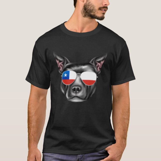 Camiseta Chilean Flag Staffordshire Bull Terrier Dog Chile  (Frente)