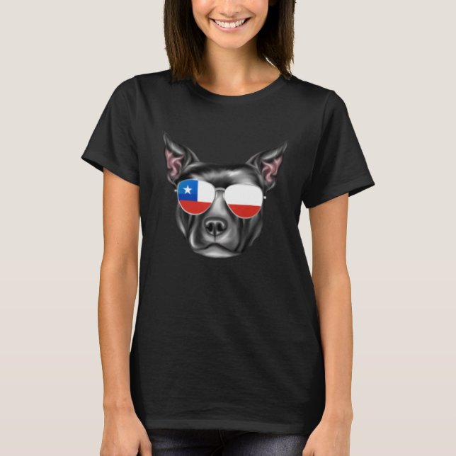 Camiseta Chilean Flag Staffordshire Bull Terrier Dog Chile  (Frente)